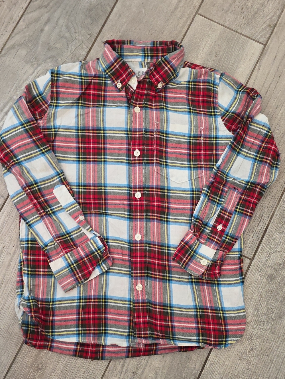 GAP Red, White & Blue Plaid Button-Down Shirt